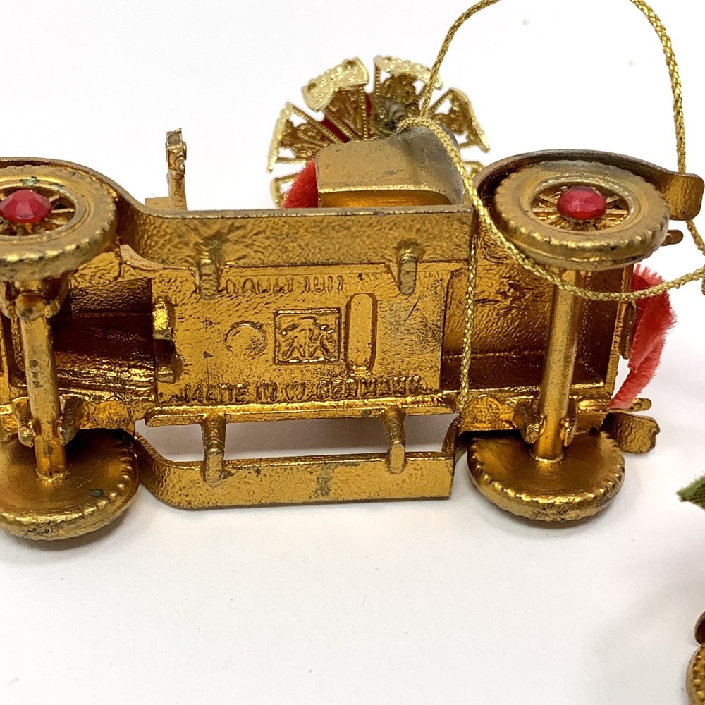 Lot 4 Vintage Koestel Maxwell & Renault Golden Jeweled Car Ornaments W Germany - Picture 7 of 13
